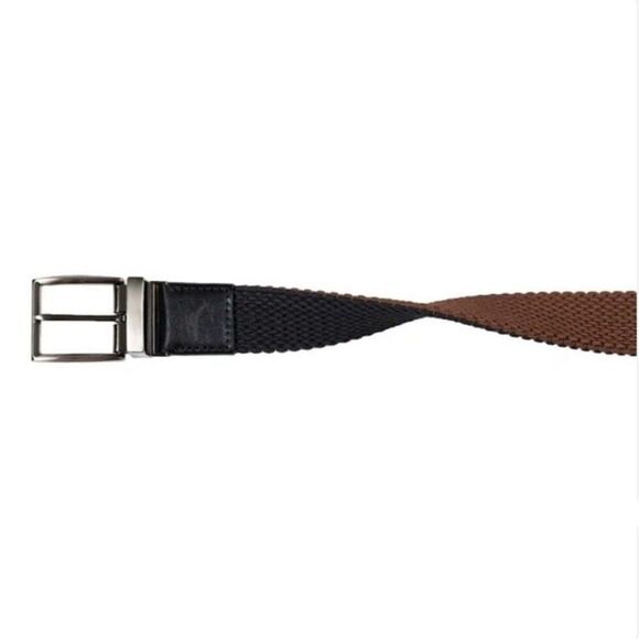 Tommy Bahama Mens Stretch Reversible Braided Belt Leather Black Brown L/XL 38-42 - Picture 4 of 12